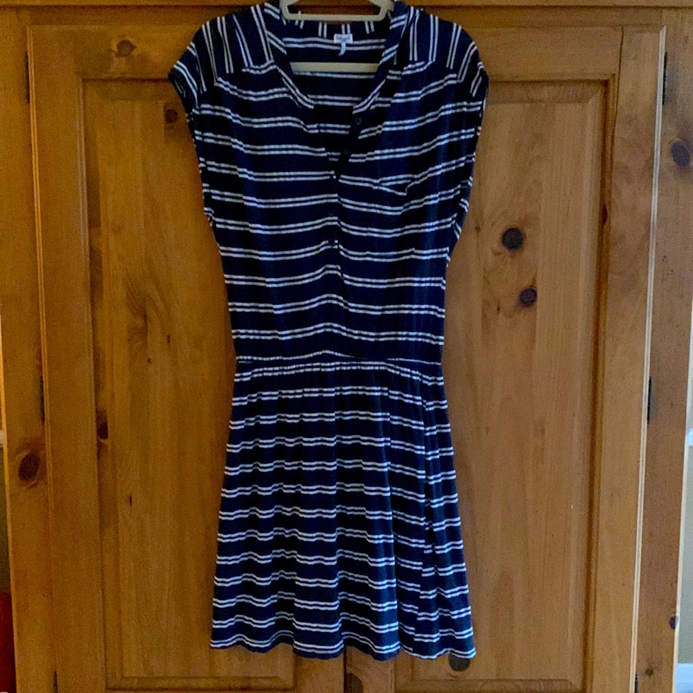 Splendid Navy & White Striped Knit Dress, Size L